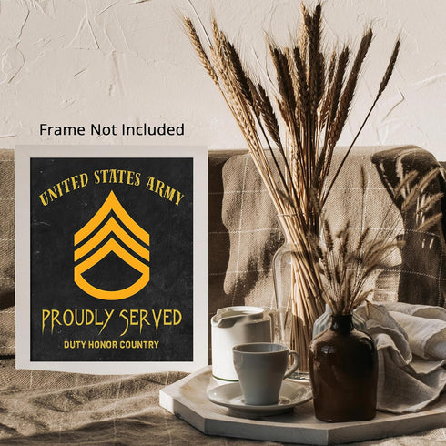 Posterizer 1 pcs-Proudly Served-Duty, Honor, Country-Patriotic & Military Art-Gift for US Military Veterans-Gifts for Men-Living Room Bedroom Deco...